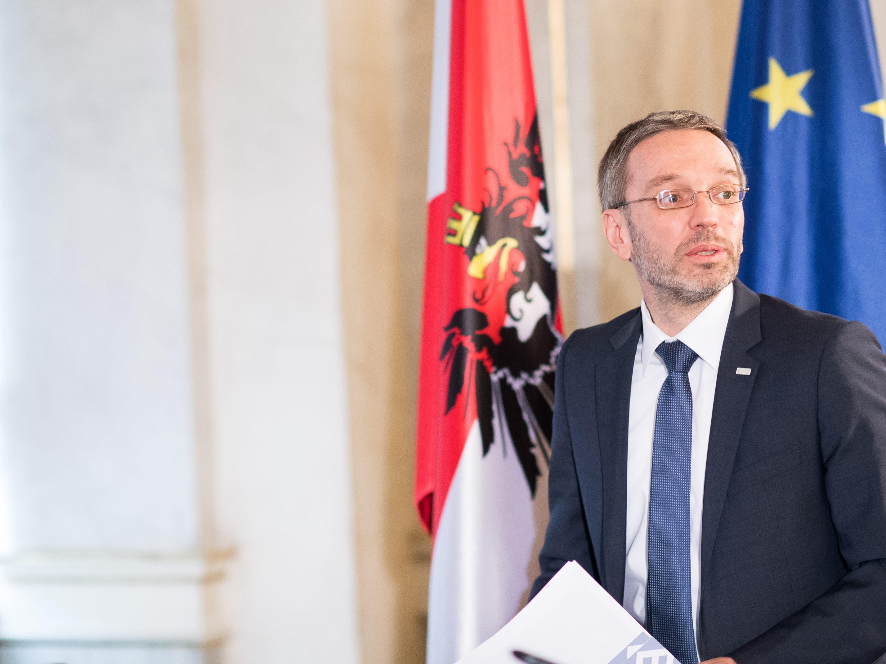 Innenminister Kickl prasentierte am Donnerstag die Kriminalstatistik des letzten Jahres in Wien. Innenminister Kickl prasentierte am Donnerstag die Kriminalstatistik des letzten Jahres in Wien.