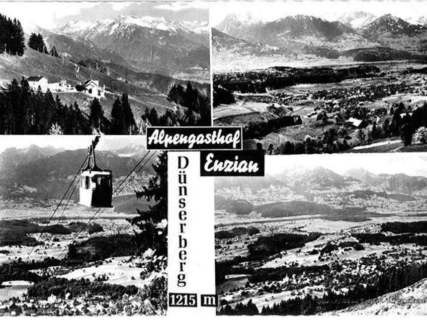 Alte Postkarte: Alpengasthof Enzian, Dünserberg.