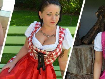 Sexy Dirndls aus Vorarlberg: auch diese drei hübschen Girls machen mit.