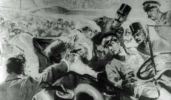 eichnung des Moments der Schussabgabe durch den Attentäter Gavrilo Princip am 28. Juni 1914. Foto: APA/WWW.PICTUREDESK.COM/ALBERT HILSCHER eichnung des Moments der Schussabgabe durch den Attentäter Gavrilo Princip am 28. Juni 1914. Foto: APA/WWW.PICTUREDESK.COM/ALBERT HILSCHER