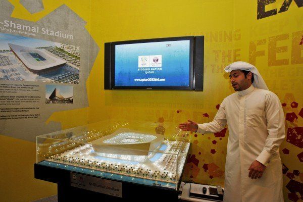 Präsentation der Pläne des geplanten Al-Shamal Stadion Präsentation der Pläne des geplanten Al-Shamal Stadion