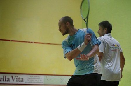 Gregory Gaultier (li.) im Duell mit Salzburg Aqel Rehman. (c) SC80