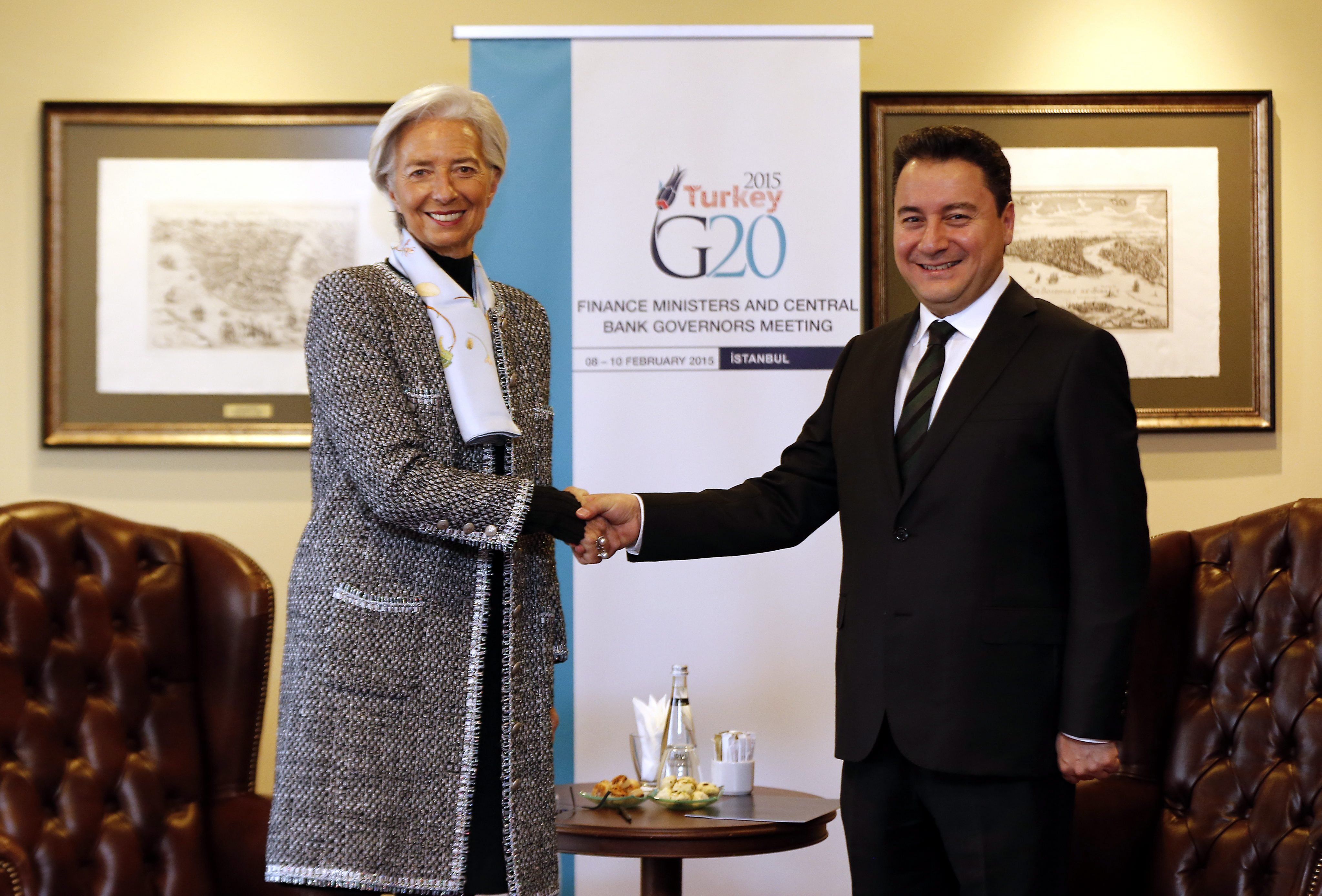 Ali Babacan, der stellvertretende Ministerpräsident der Türkei, und IWF-Chefin Christine Lagarde vor dem G20-Treffen in Istanbul. Foto: EPA