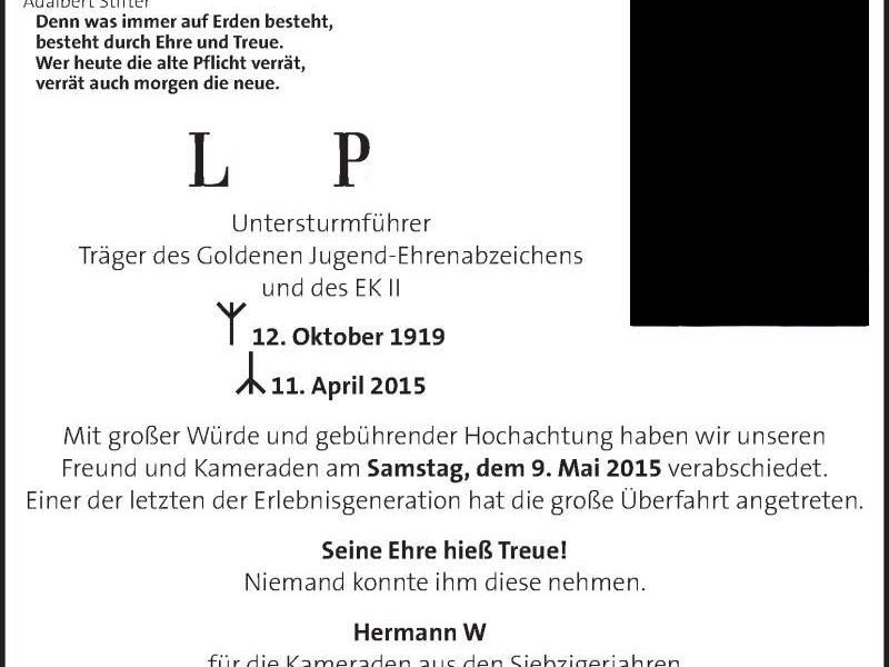 Der Nachruf zeigt einen klar nationalsozialistischen Hintergrund und schaffte es dennoch in die Zeitung.