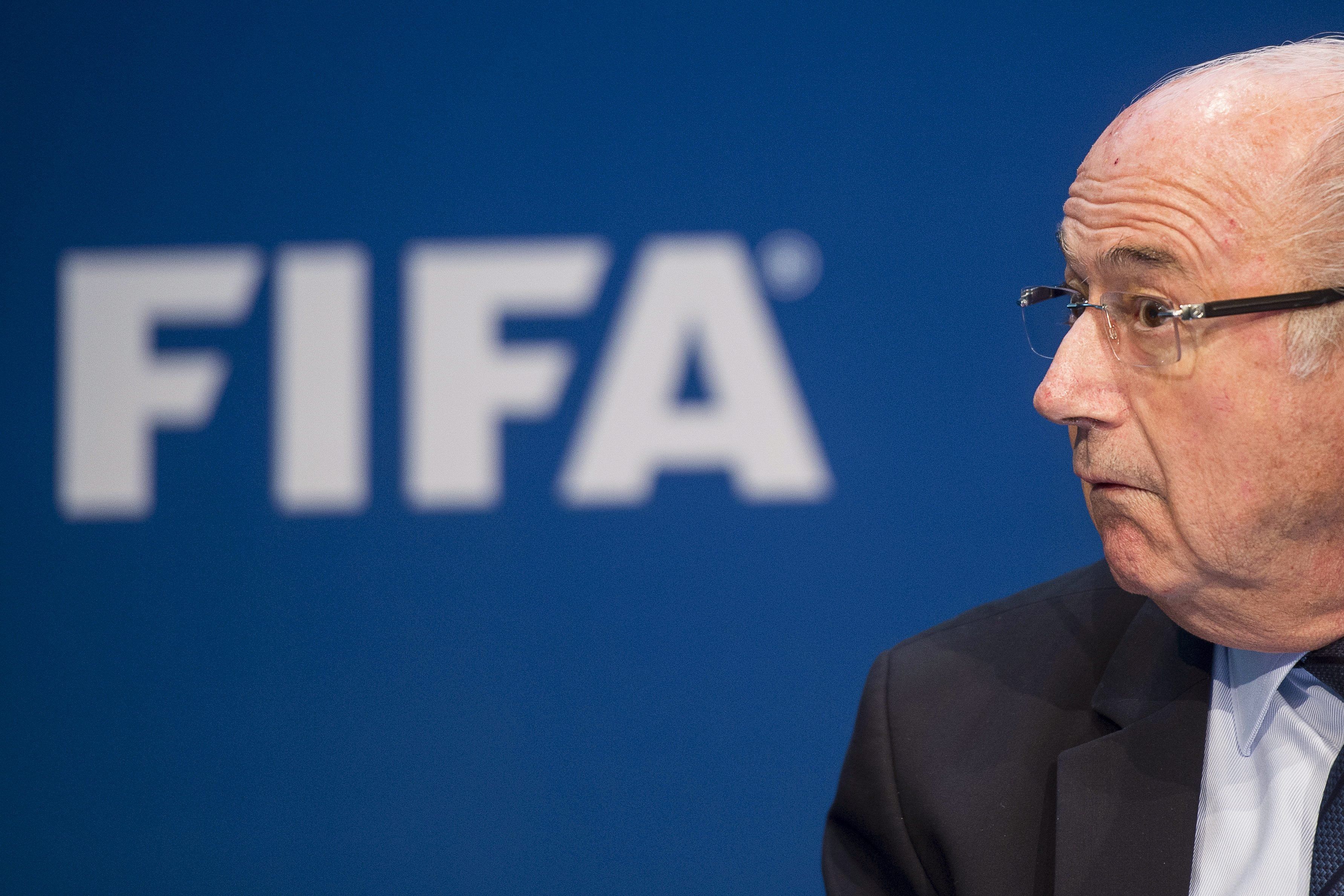 Blatter während einer Pressekonferenz der FIFA am Samstag. EPA Blatter während einer Pressekonferenz der FIFA am Samstag. EPA