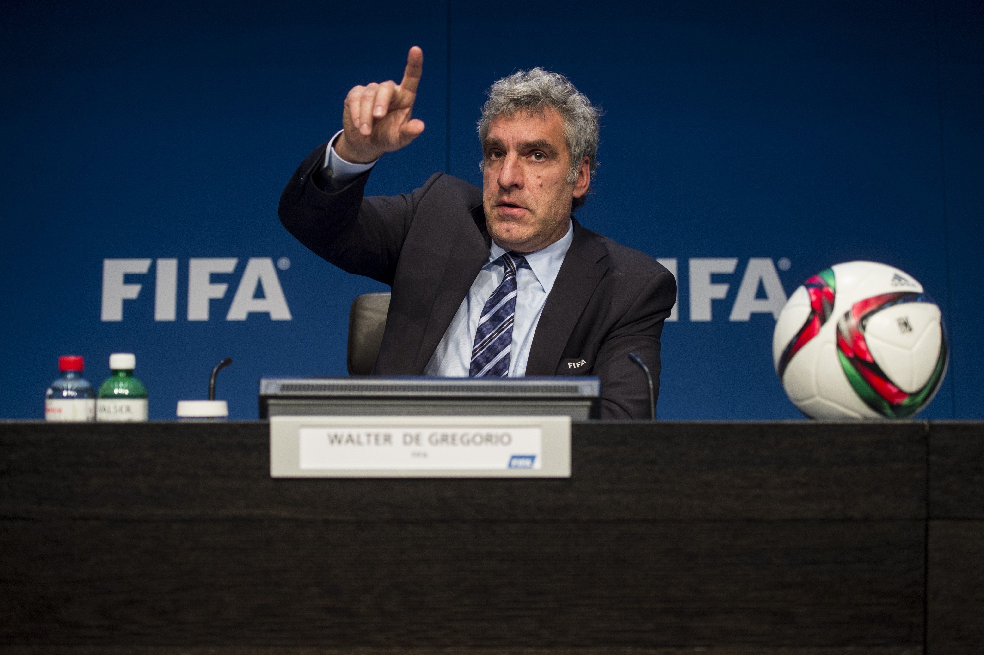 FIFA-Sprecher Walter De Gregorio während einer Pressekonferenz am Mittwoch. AP