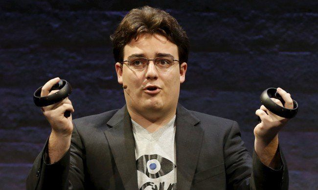 Oculus Founder Palmer Luckey displays an Oculus Touch input during an event in San Francisco Oculus Founder Palmer Luckey displays an Oculus Touch input during an event in San Francisco