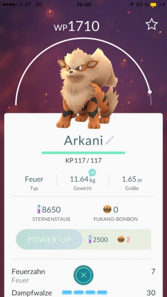 Sein aktuell stärkstes Pokémon, ein Arkani.