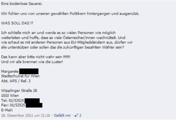 So sieht die Nachricht, die auch schon über Facebook verbreitet wurde, aus.