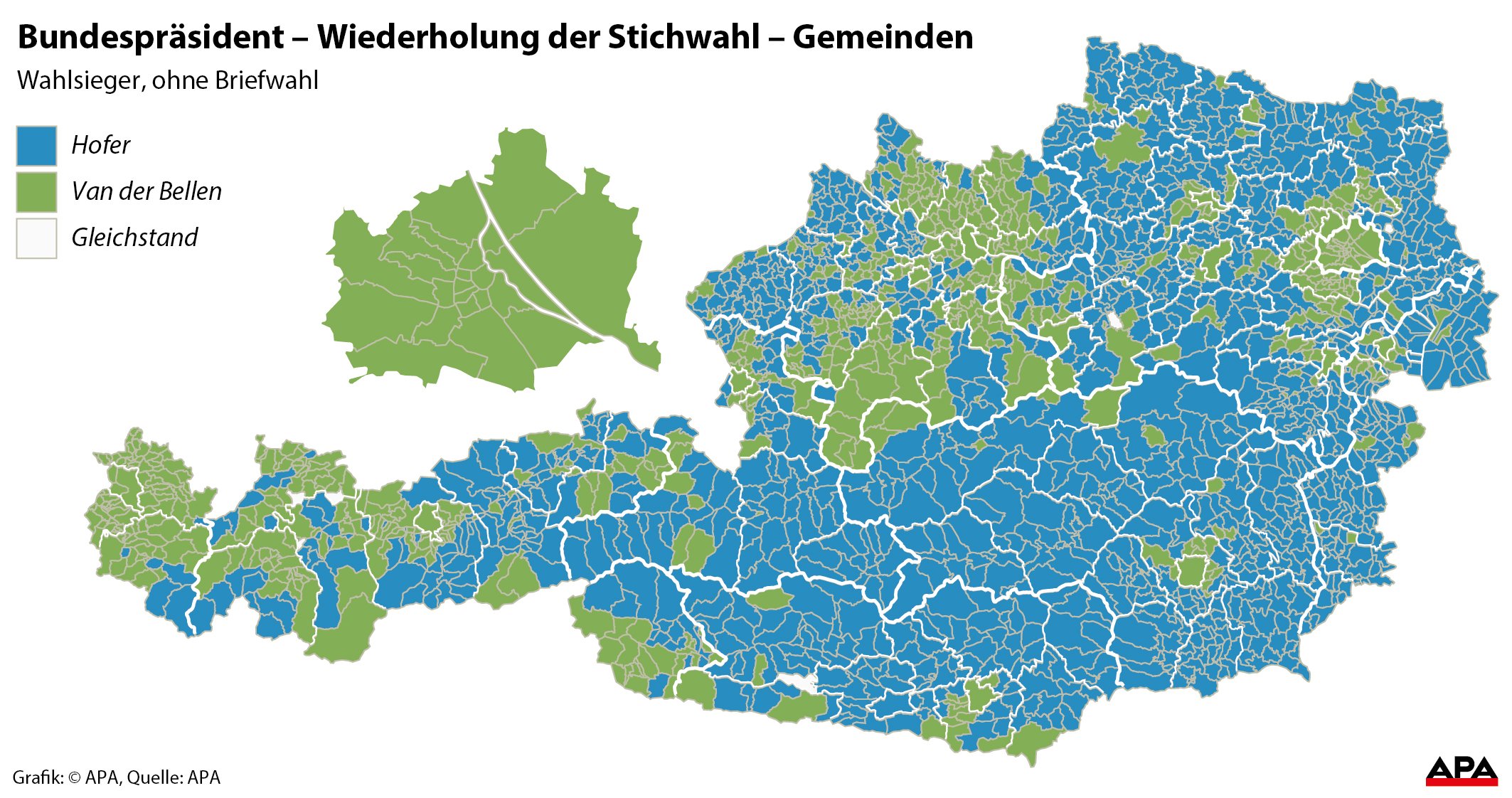 Wahlsieger nach Gemeinden Ð Landkarte GRAFIK 1307-16, Format 180 x 95 mm 