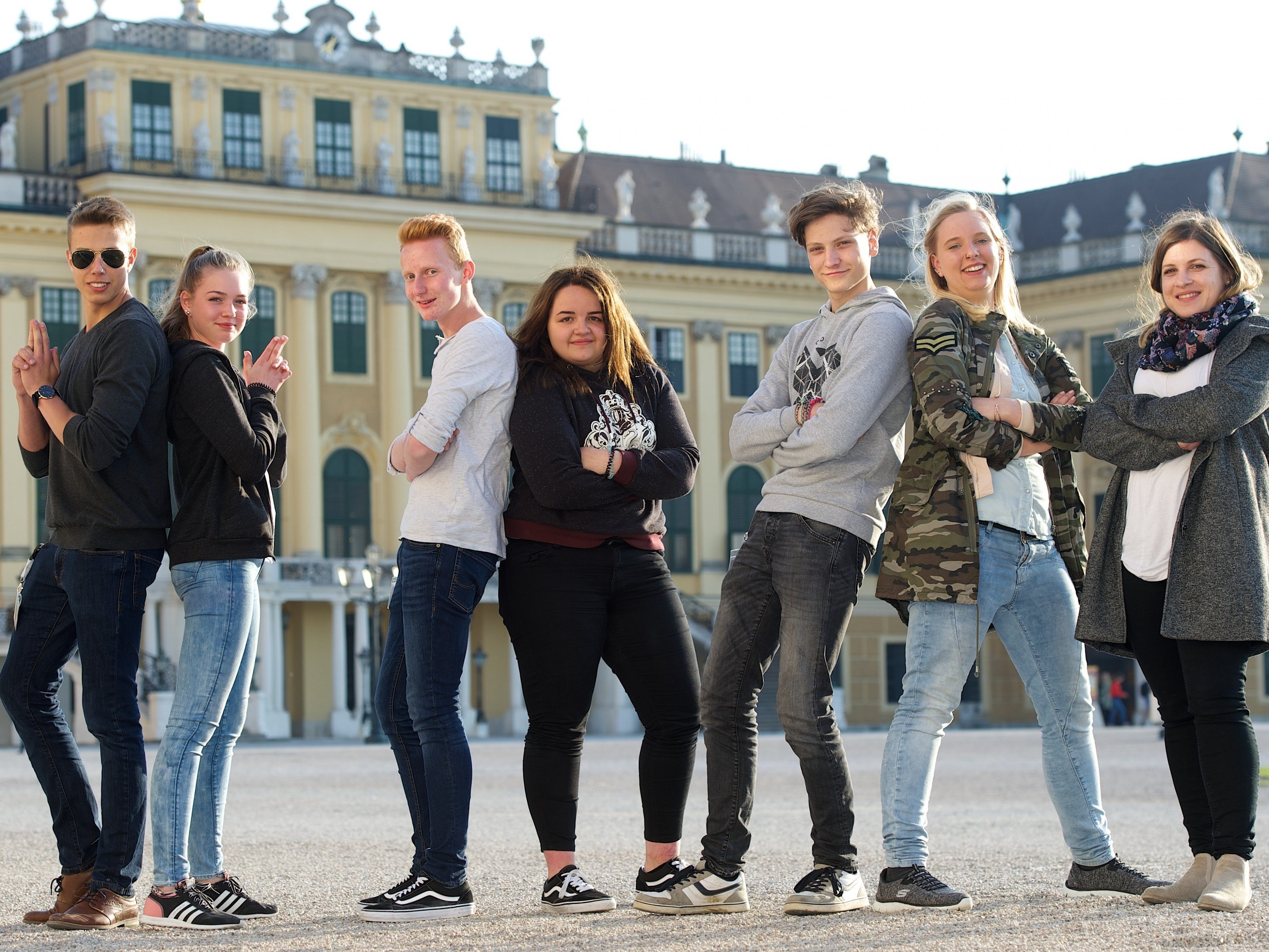 Aaron Dorner, Maria Müller, Sylvian Sigl, Fanny Schütz, Elias Eggenberger, Laura Biberger und Begleiterin Lisa Walter