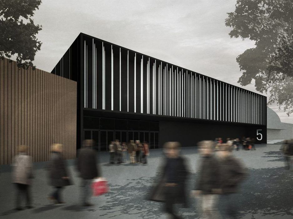 Außenansicht des Neubaus der Halle 5 Außenansicht des Neubaus der Halle 5