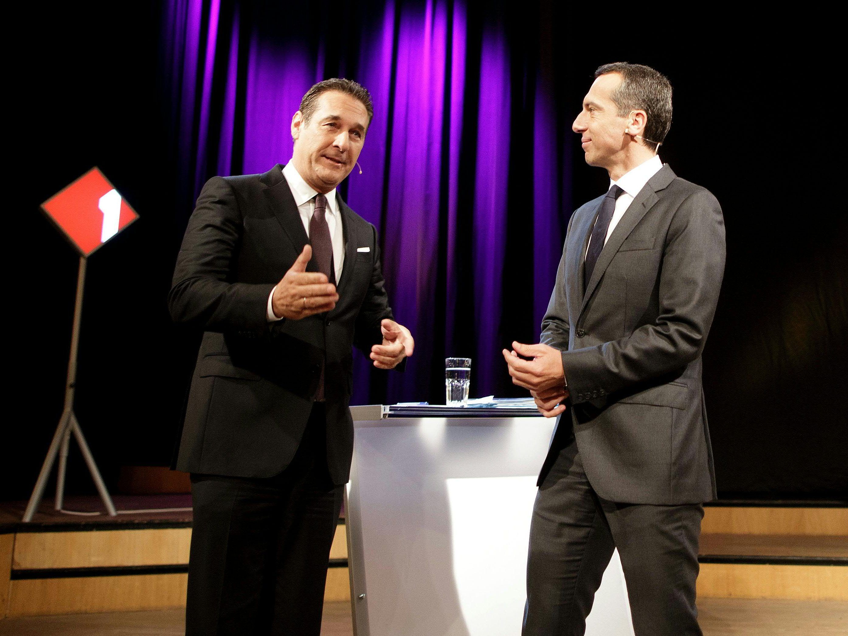Angriffslustig - HC Strache und Christian Kern.