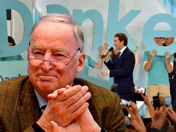 Alexander Gauland freut sich über den Sieg der ÖVP.