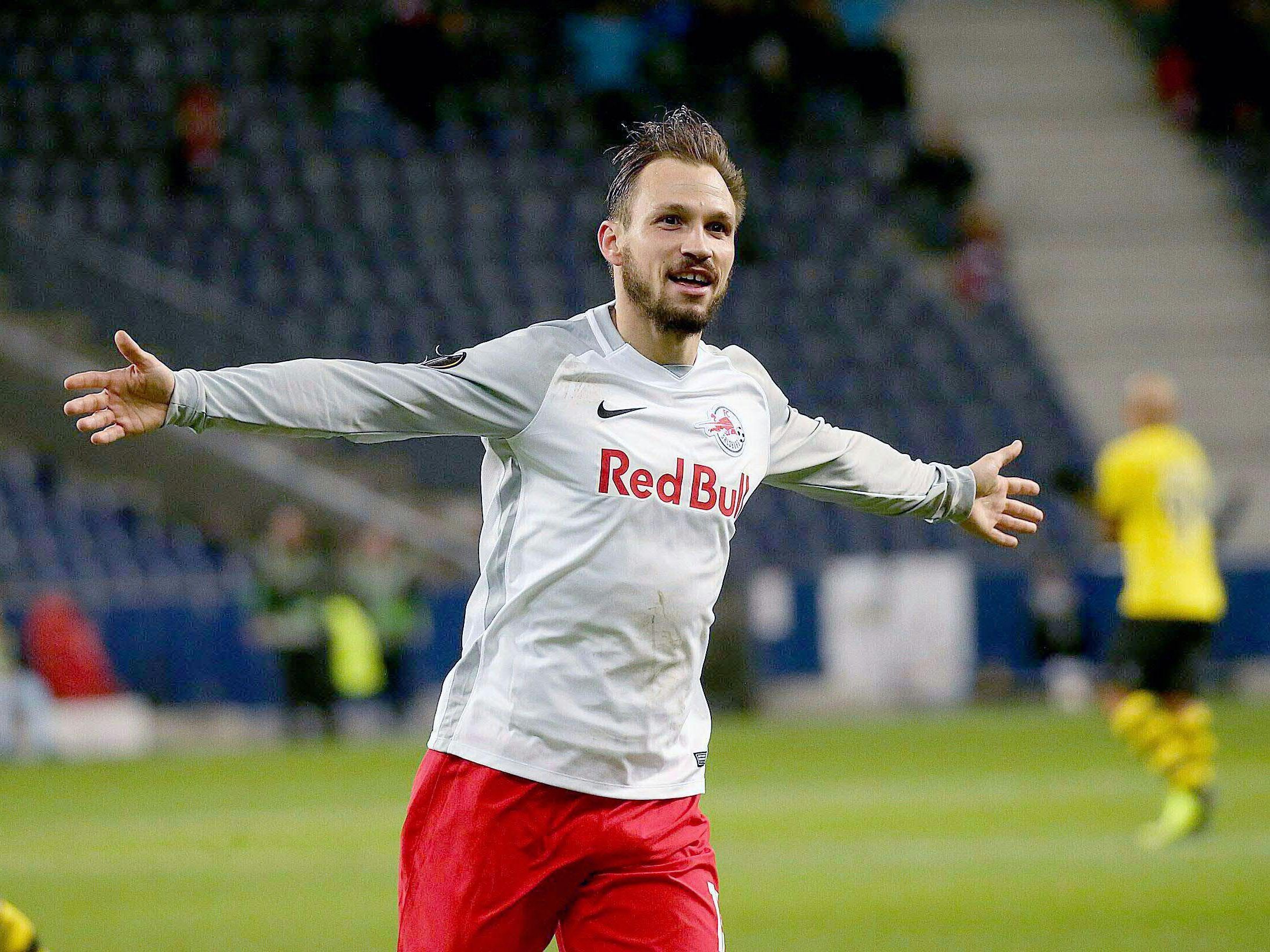 Andreas Ulmer (FC Red Bull Salzburg) nach dem Treffer zum 2:0. Andreas Ulmer (FC Red Bull Salzburg) nach dem Treffer zum 2:0.