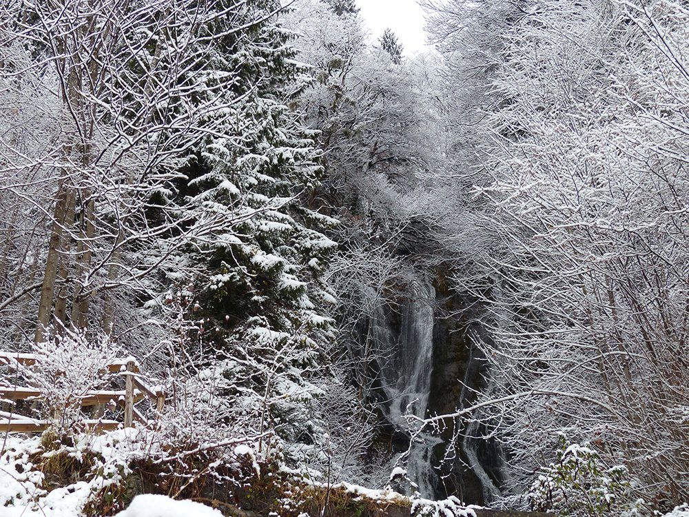 Montiola Wasserfall in Snow