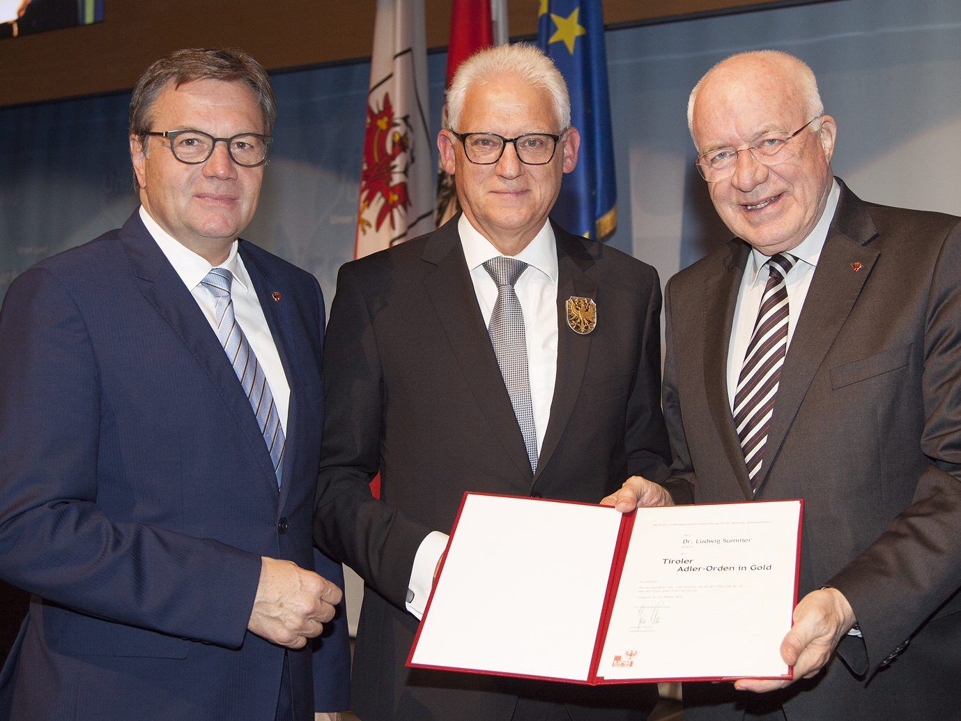 Landeshauptmann Günther Platter, Dr. Ludwig Summer, Landtagspräsident DDr. Herwig van Staa
