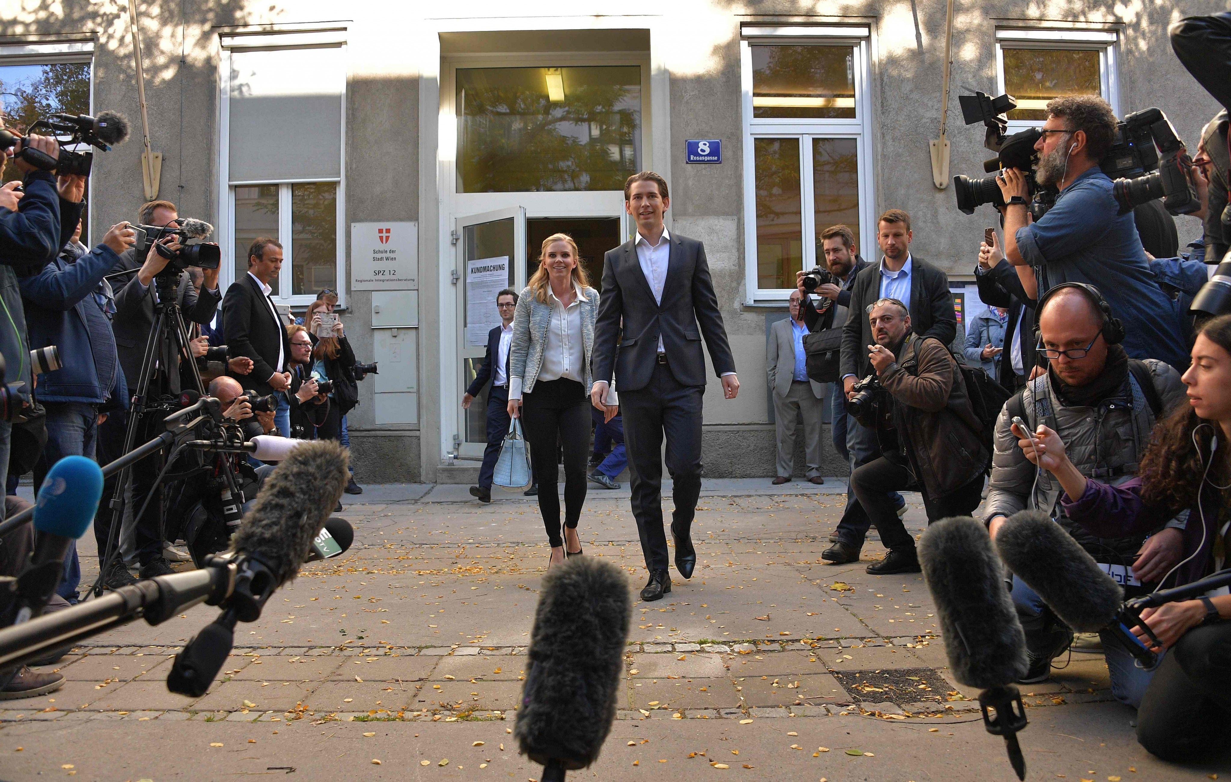 Sebastian Kurz bei der Stimmabgabe. Sebastian Kurz bei der Stimmabgabe.