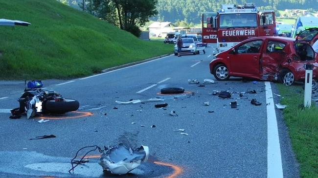 Schwerer Unfall in Reuthe. (Polizeiinspektion Bezau) Schwerer Unfall in Reuthe. (Polizeiinspektion Bezau)
