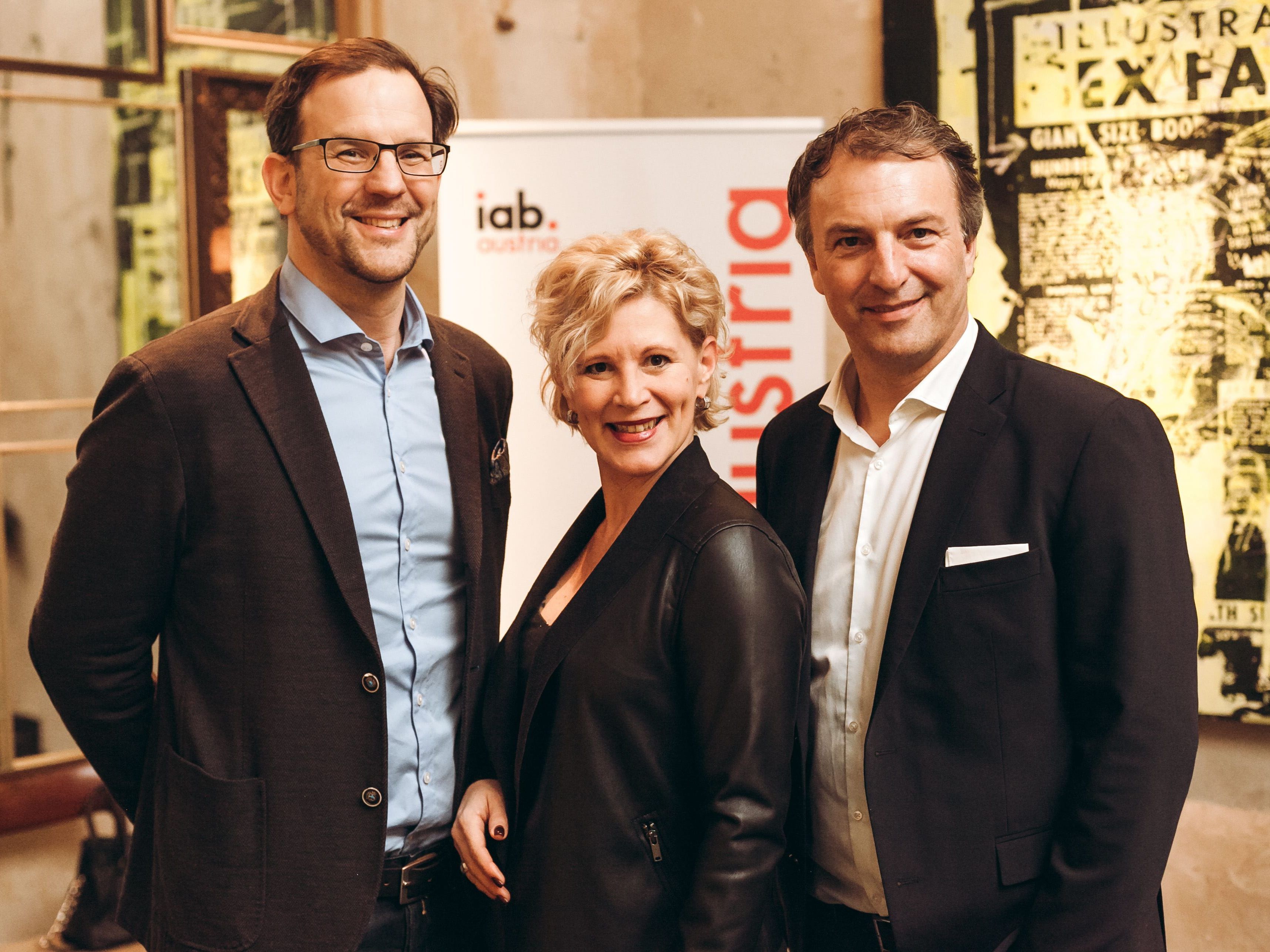 Der neue iab-austria-Geschäftsführer Stephan Kreissler, Vizepräsidentin Alexandra Vetrovsky-Brychta und Präsident André Eckert Der neue iab-austria-Geschäftsführer Stephan Kreissler, Vizepräsidentin Alexandra Vetrovsky-Brychta und Präsident André Eckert
