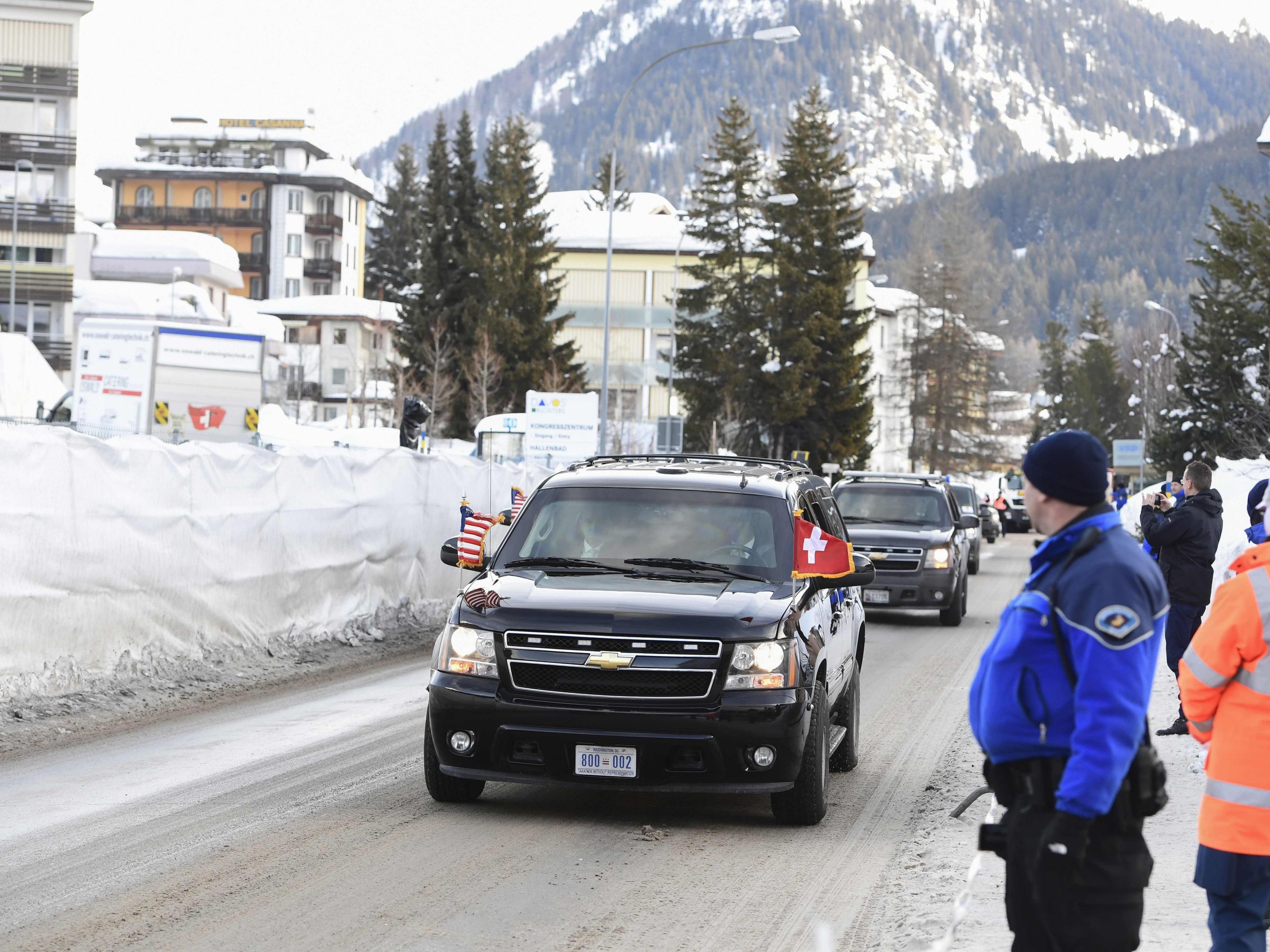Donald Trumps Ankuft in Davos.