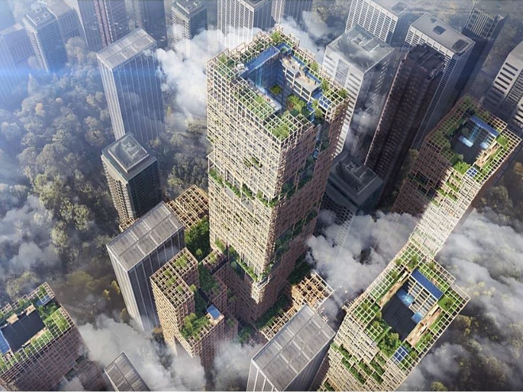 Holz-Wolkenkratzer mit 350 Metern Höhe in Tokio geplant. Holz-Wolkenkratzer mit 350 Metern Höhe in Tokio geplant.