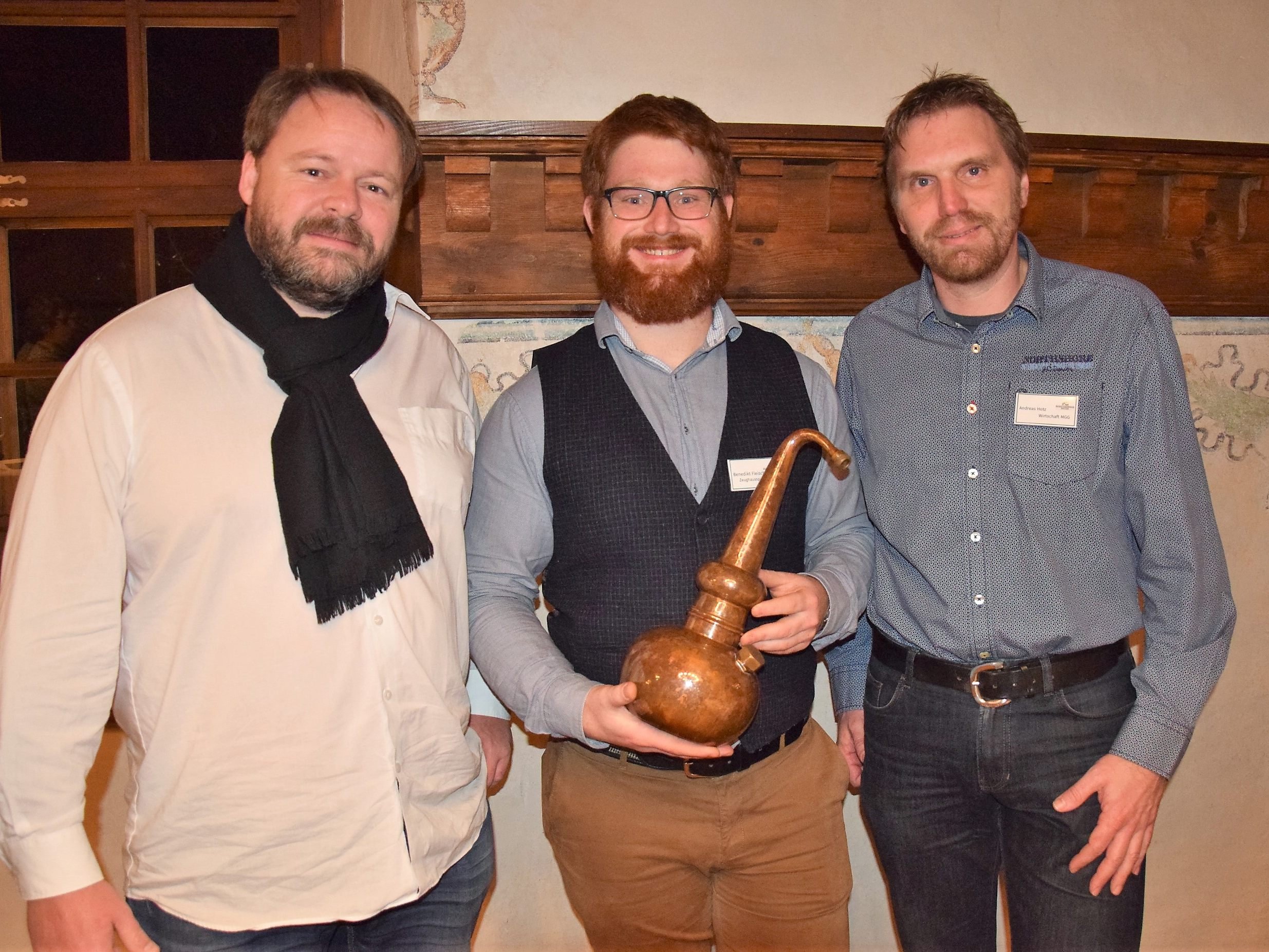 v.l.n.r. Christian Vögel,  Benedikt Fleisch (Zeughaus Spirituosen) und Andreas Hotz (Wirtschaft MG Götzis)