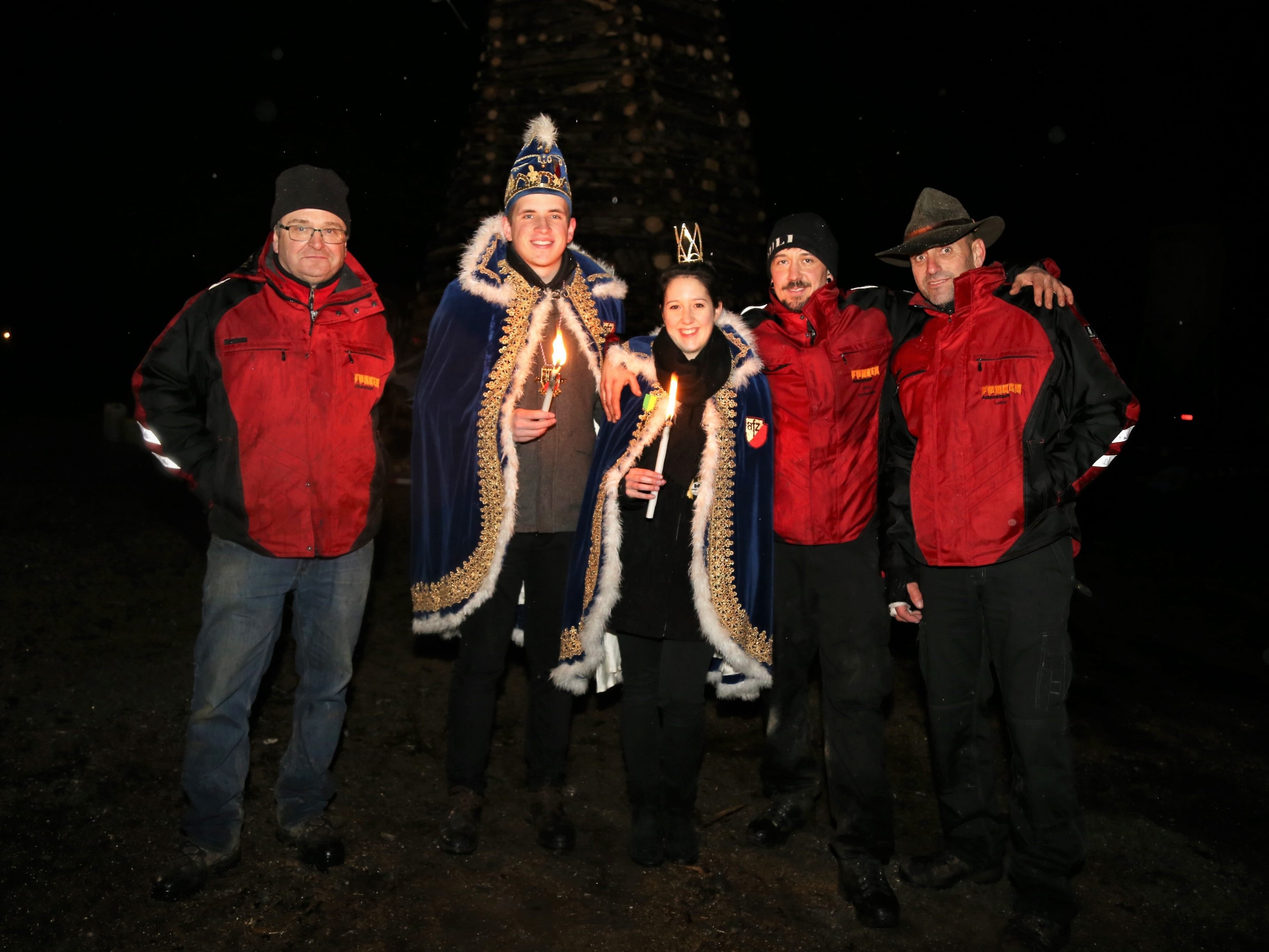 Funkenmeister Sigi Lins, Prinz Philipp III., Prinzessin Verena I. mit Johannes Sonderegger und Lothar Mähr.