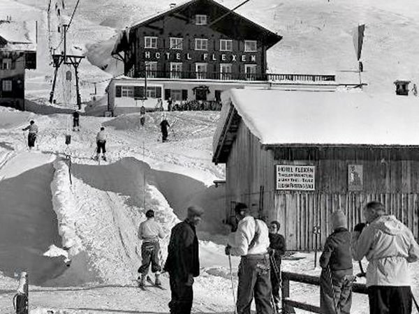 Skilift am Übungshang in Zürs, 1938 Skilift am Übungshang in Zürs, 1938