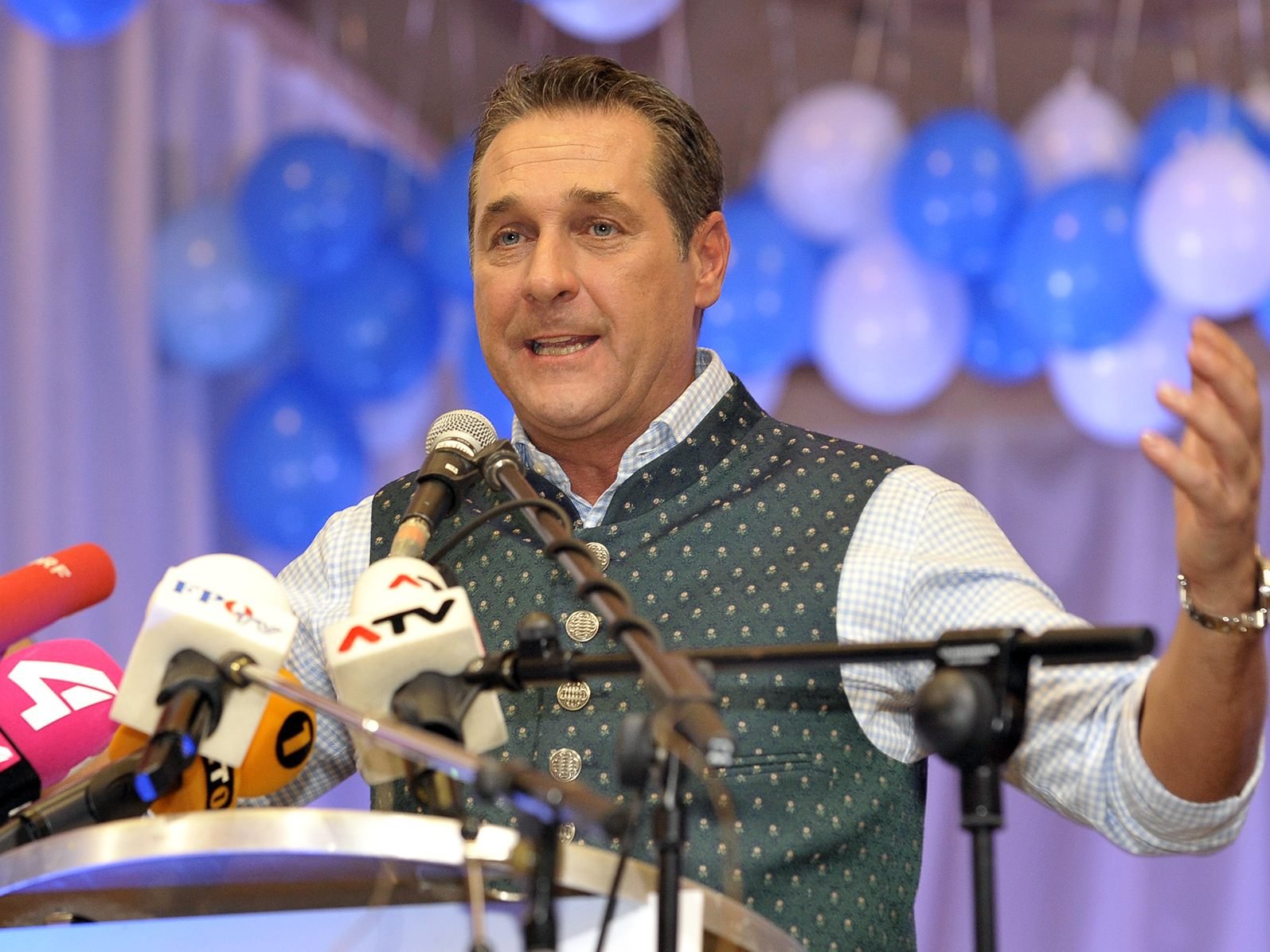 Strache beim Politischen Aschermittwoch in Ried 2017.