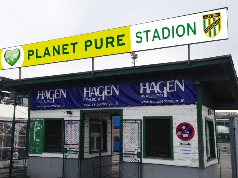 Künftig heißt das Stadion Planet Pure Stadion. Künftig heißt das Stadion Planet Pure Stadion.