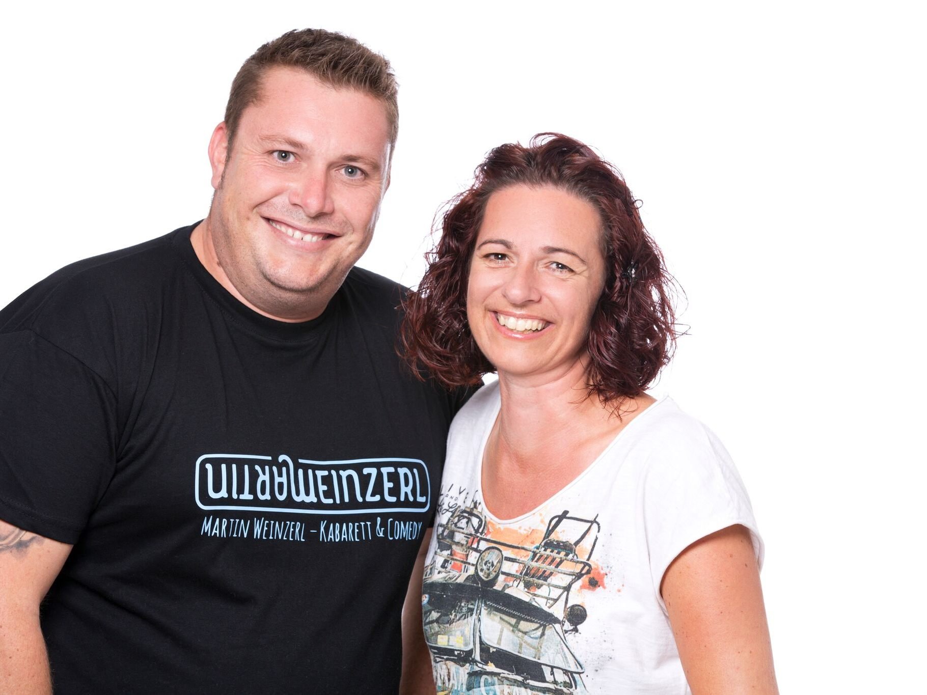 Kabarettist Martin Weinzerl mit Regisseurin Sandra Aberer vor der zweiten Soloauflage