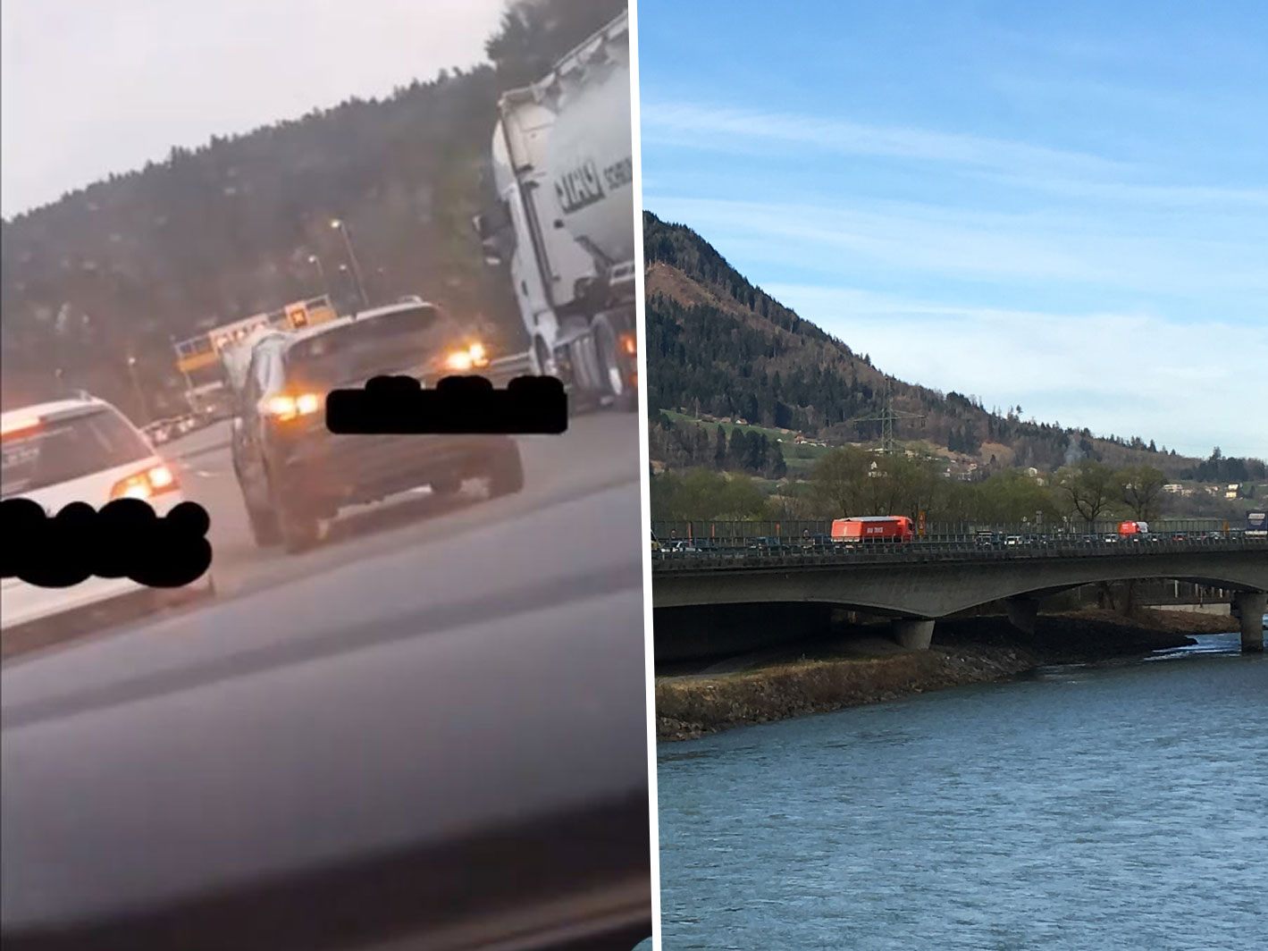 Lebensgefärhlich und höchst illegal - rückwärts durch die Rettungsgasse.