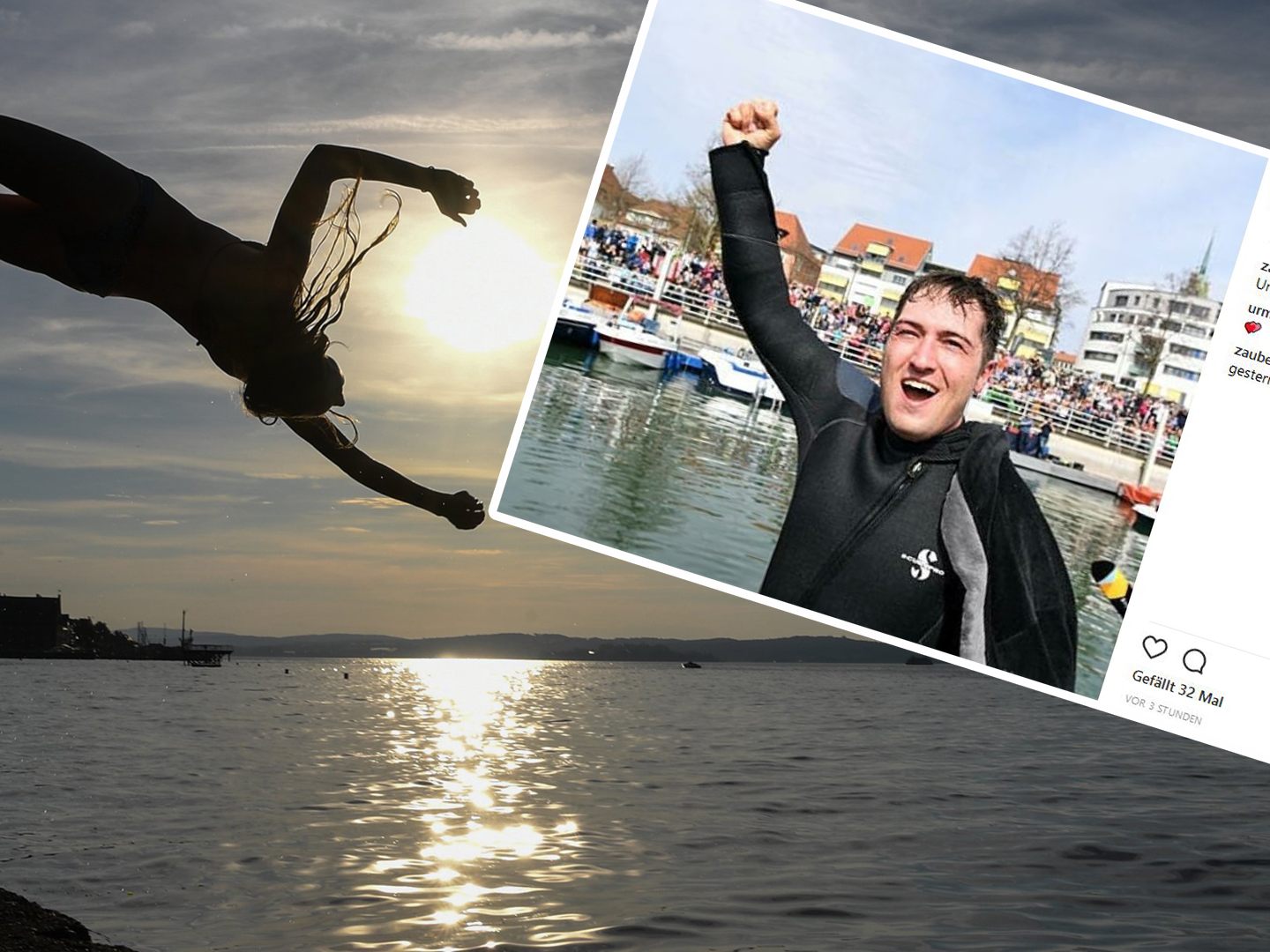 Der Zauberer Mario Richter sprang gefesselt in den Bodensee. Der Zauberer Mario Richter sprang gefesselt in den Bodensee.