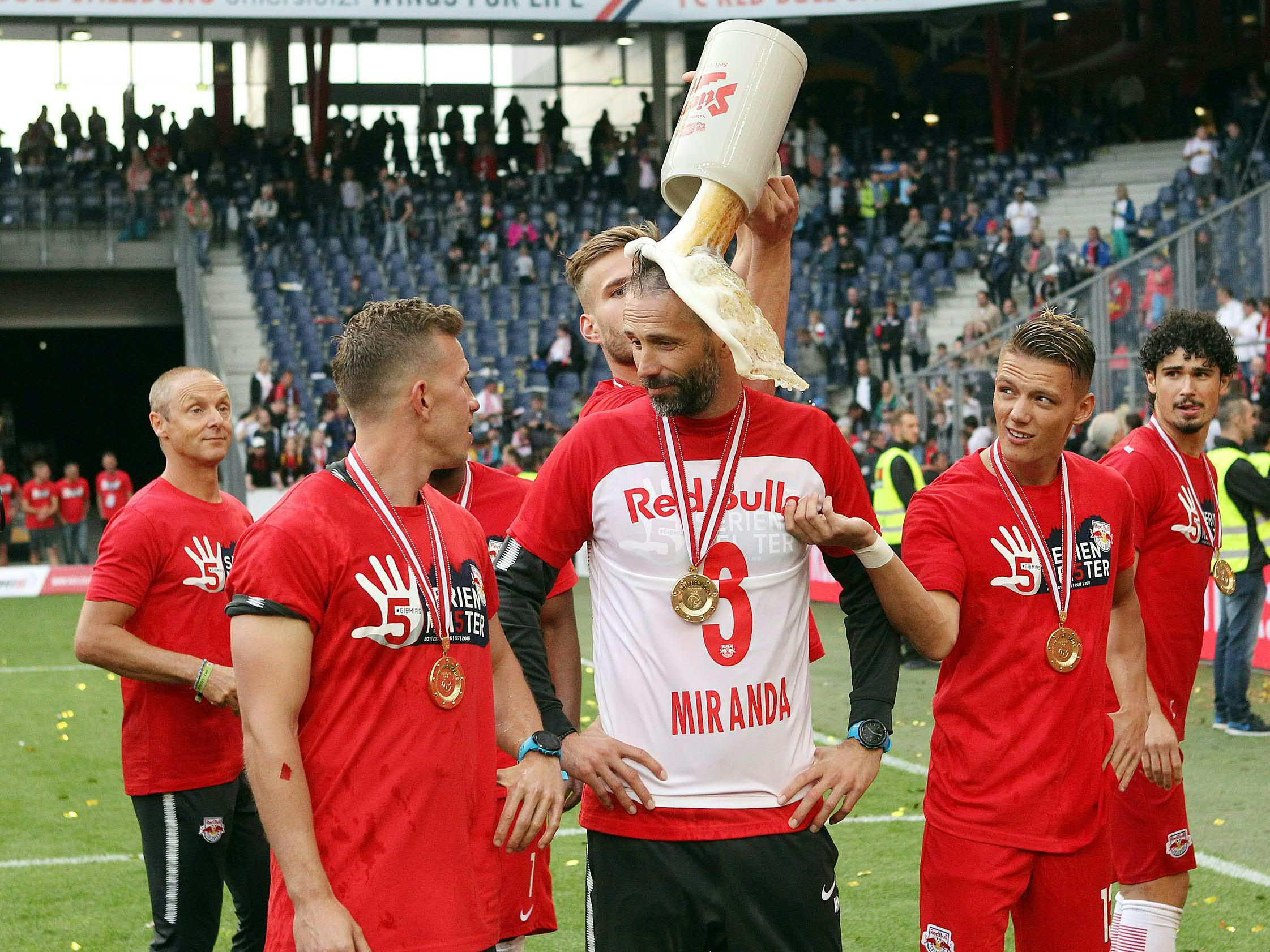 Marco Rose bei den Feierlichkeiten zum diesjährigen Meistertitel von Redbull Salzburg.