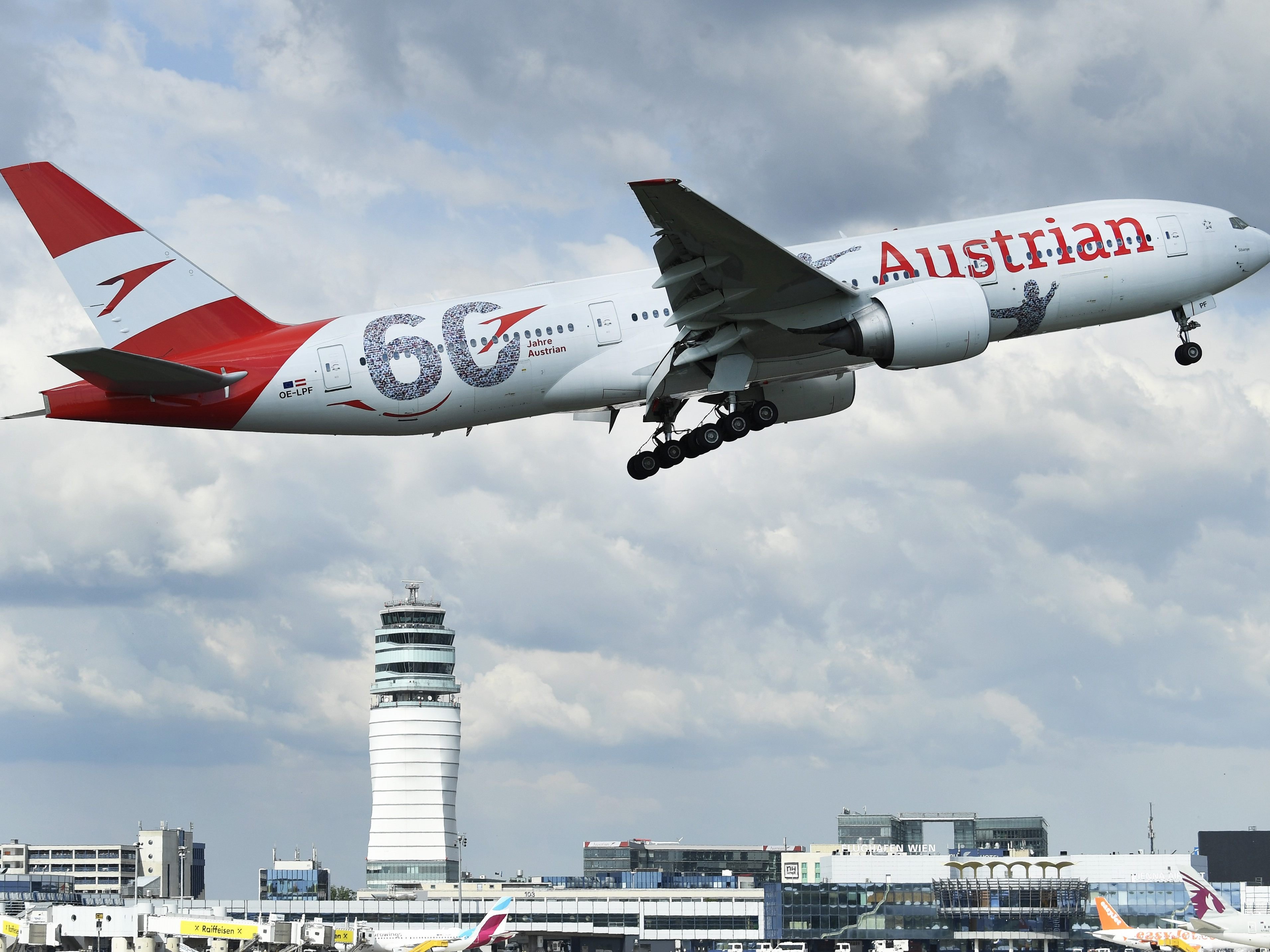 Die erste Landung der Beoing 777 in Wien-Schwechat.