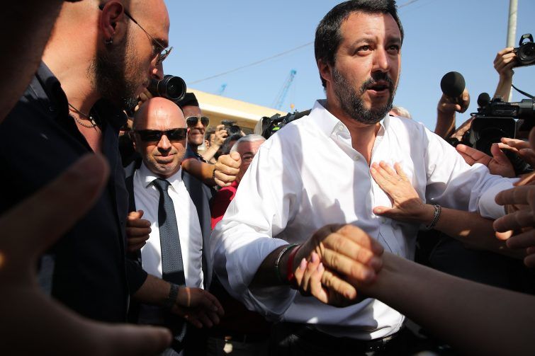Der neue italieneische Innenminister Matteo Salvini (Lega) auf Sizilien. Der neue italieneische Innenminister Matteo Salvini (Lega) auf Sizilien.