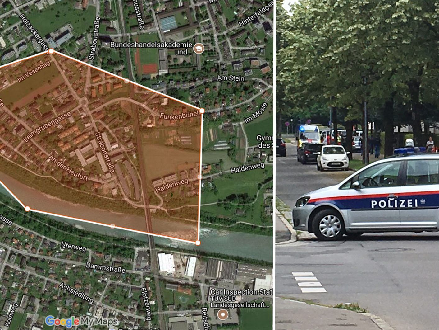 Großeinsatz der Polizei in Bregenz nach Schießerei. Großeinsatz der Polizei in Bregenz nach Schießerei.
