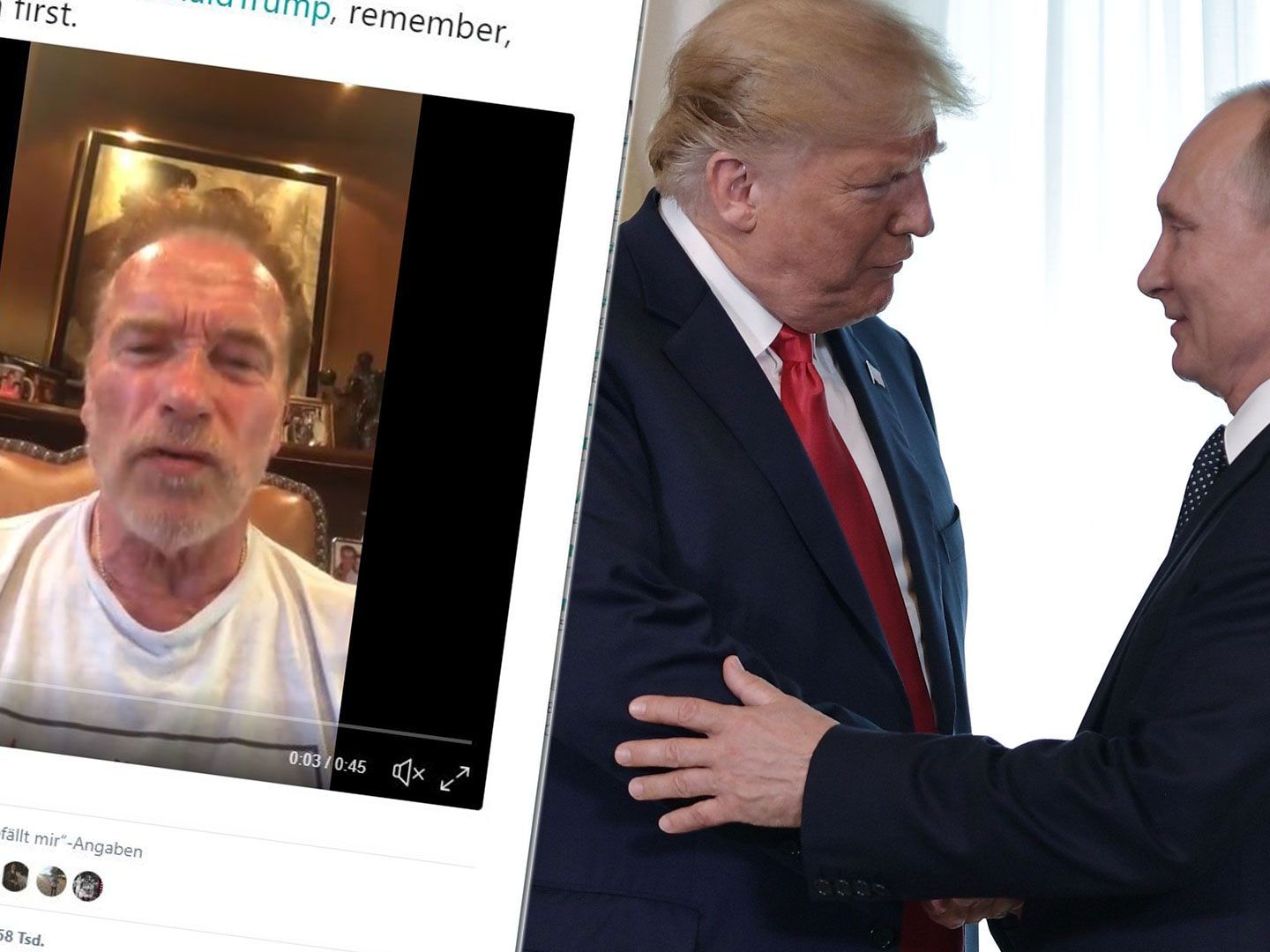 Arnold Schwarzenegger rügt US-Präsident Trump für dessen Verhalten bei Treffen mit Putin. Arnold Schwarzenegger rügt US-Präsident Trump für dessen Verhalten bei Treffen mit Putin.