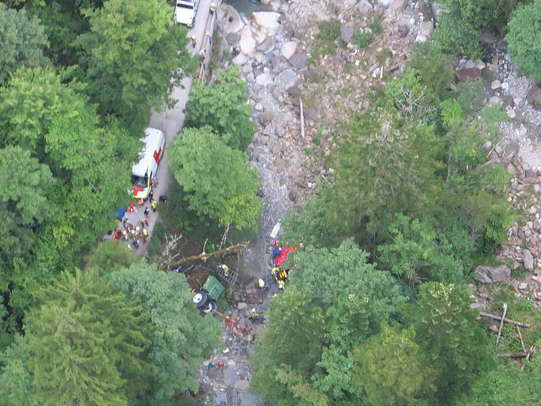 Die Unfallstelle in Dornbirn aus der Luft fotografiert. Die Unfallstelle in Dornbirn aus der Luft fotografiert.