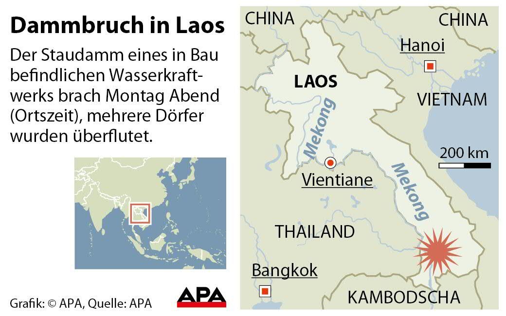 Dammbruch in Laos