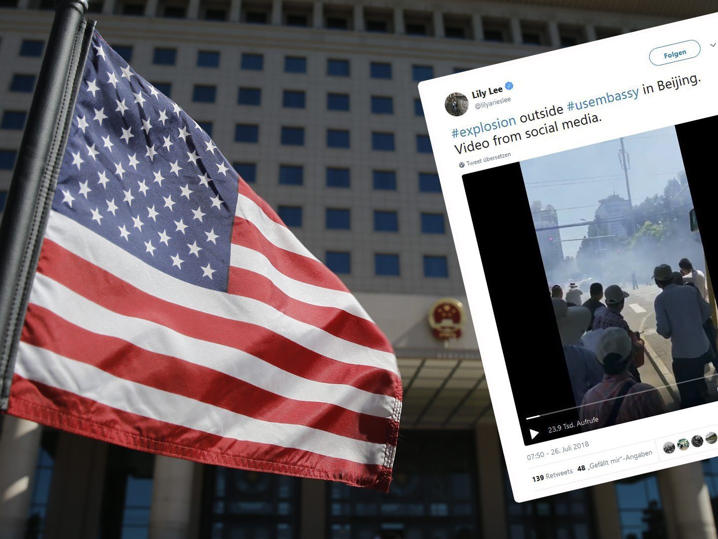 Vor der US-Botschaft in Peking kam es zu einem Zwischenfall.