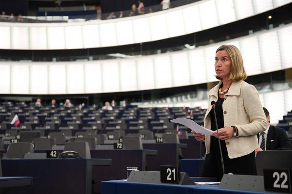 Mogherini bei einer Rede zur Iran-Debatte am 12.06.2018 (AFP) Mogherini bei einer Rede zur Iran-Debatte am 12.06.2018 (AFP)
