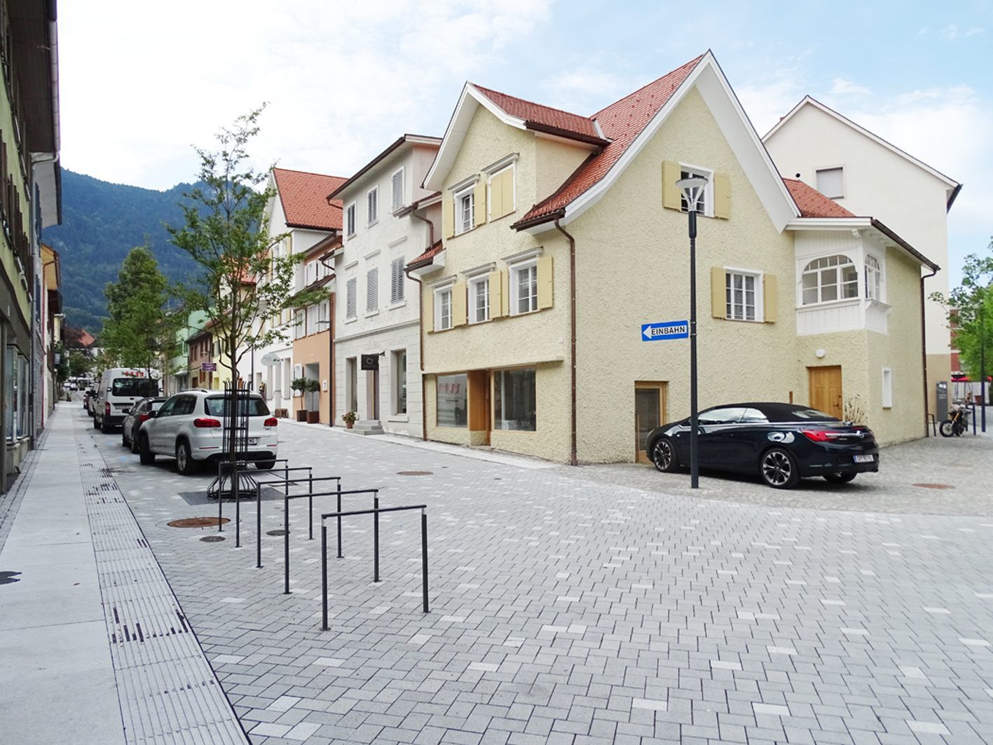 Die neu gestaltete Ecke Marktstraße - Harrachgasse.