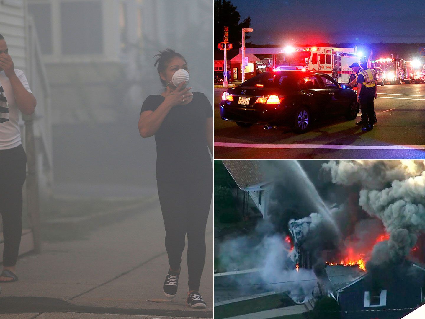 Dutzende Häuser in Brand geraten.