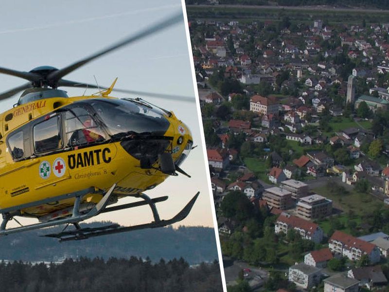 Mit dem Rettungshubschrauber ins LKH Feldkirch geflogen