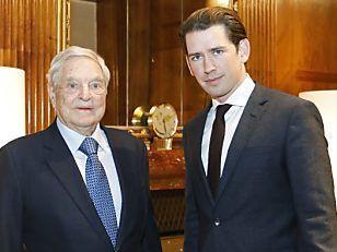 George Soros und Sebastian Kurz im Bundeskanzleramt