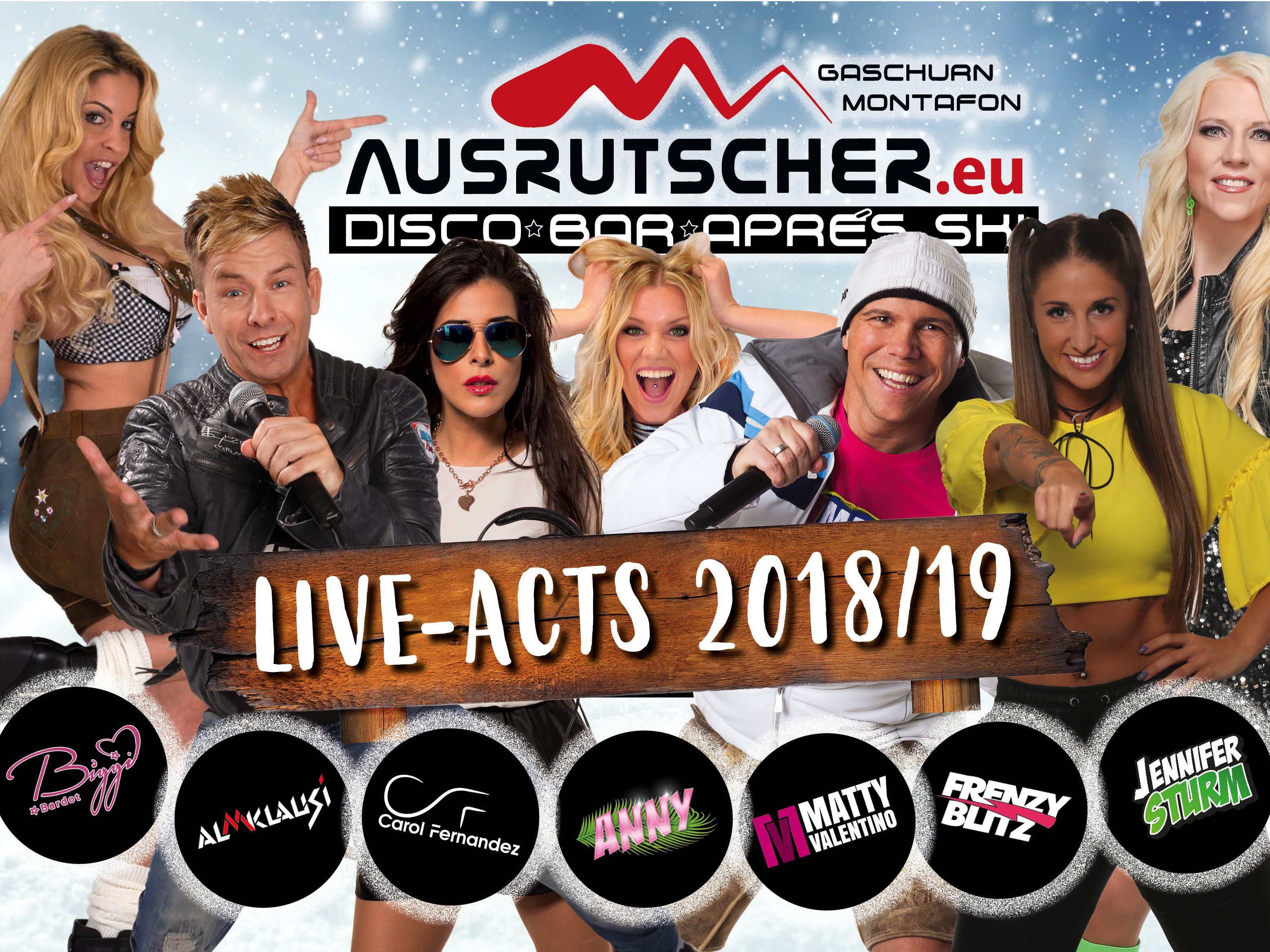 Top Stars gastieren diesen Winter LIVE im Ausrutscher.
