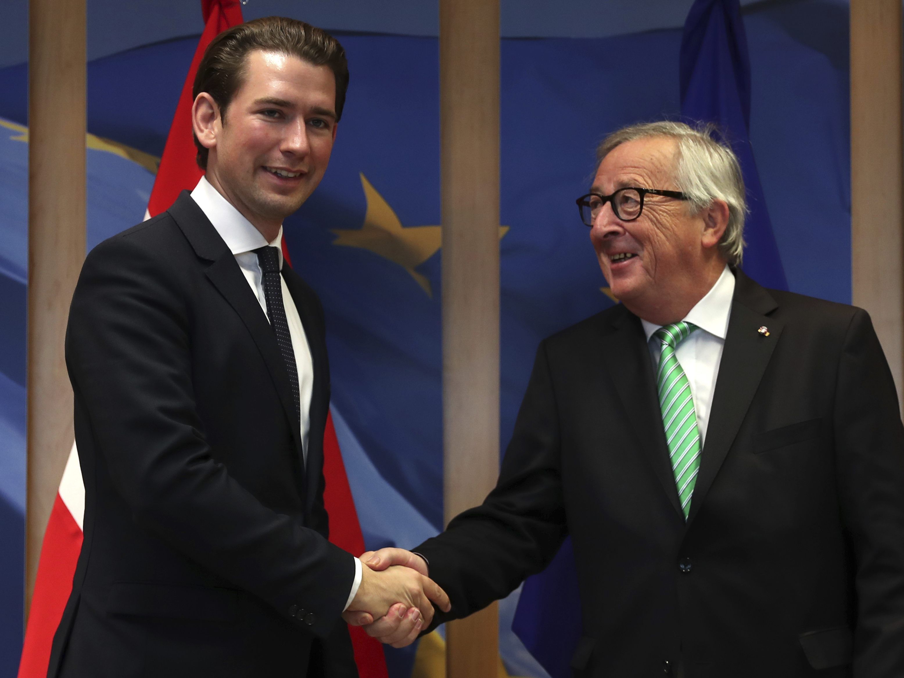 Sebastian Kurz und Jean-Claude Juncker in Brüssel.