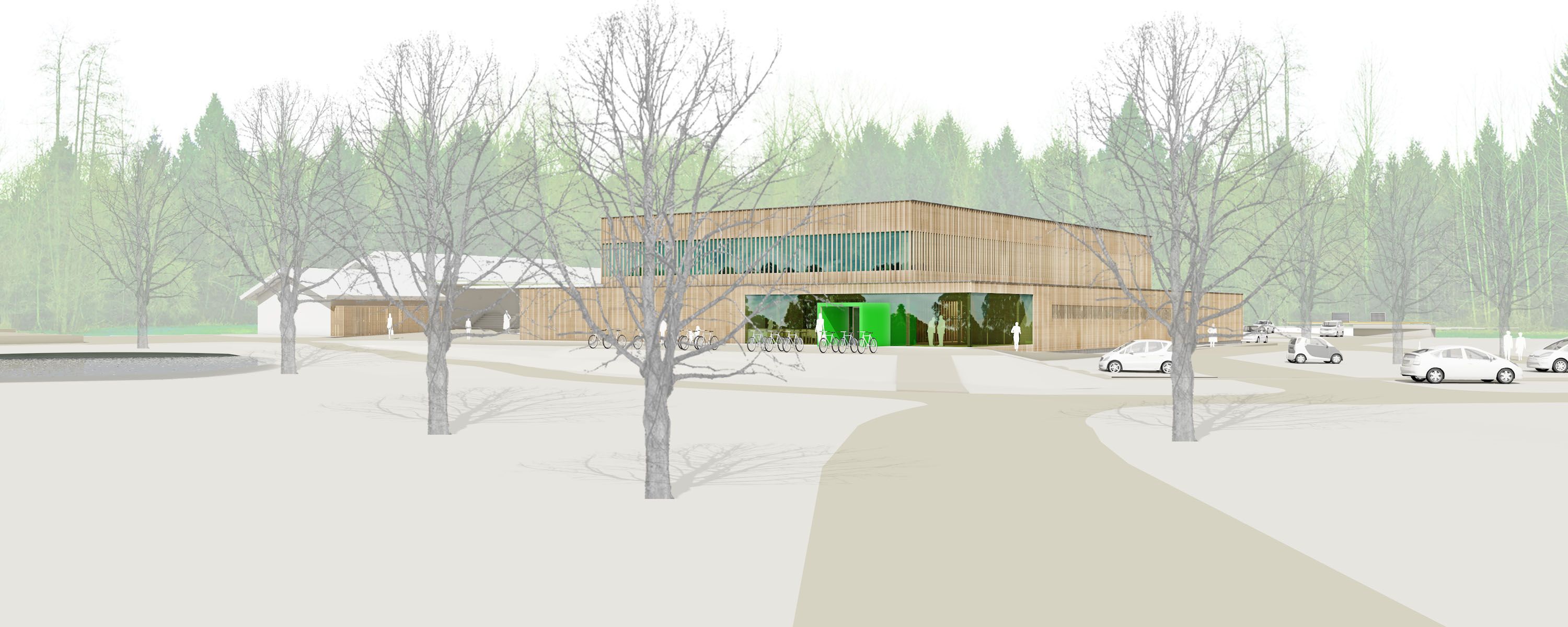 Gegenüber dem Mooswaldstadion baut i+R eine Zweifeld-Sporthalle im Holzbau. Gegenüber dem Mooswaldstadion baut i+R eine Zweifeld-Sporthalle im Holzbau.